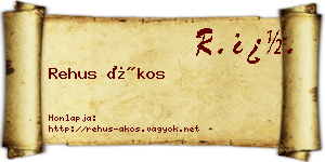 Rehus Ákos névjegykártya